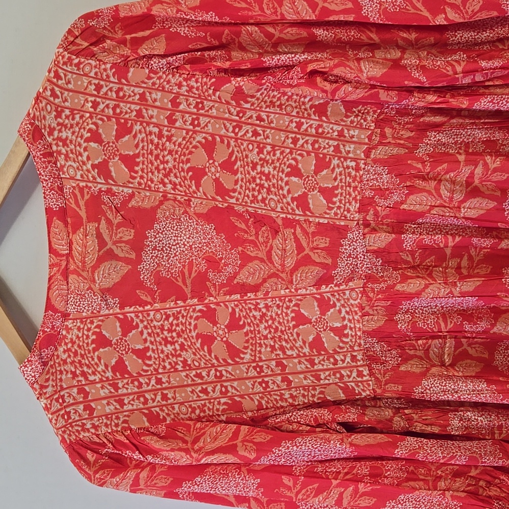 Elan Boho Floral Balloon Sleeve Mini Dress Size M Lightweight Beach Breezy - Picture 10 of 11
